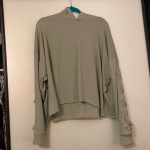 Plus Green laced up distressed crop hoodie Rue21